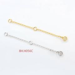 925 Sterling Silver 35C Cable Chain Extender With Charm Ending