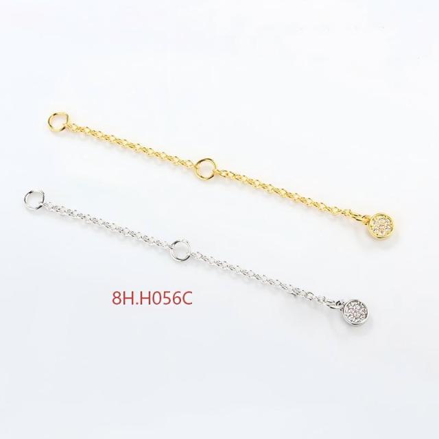 925 Sterling Silver 35C Cable Chain Extender With Charm Ending