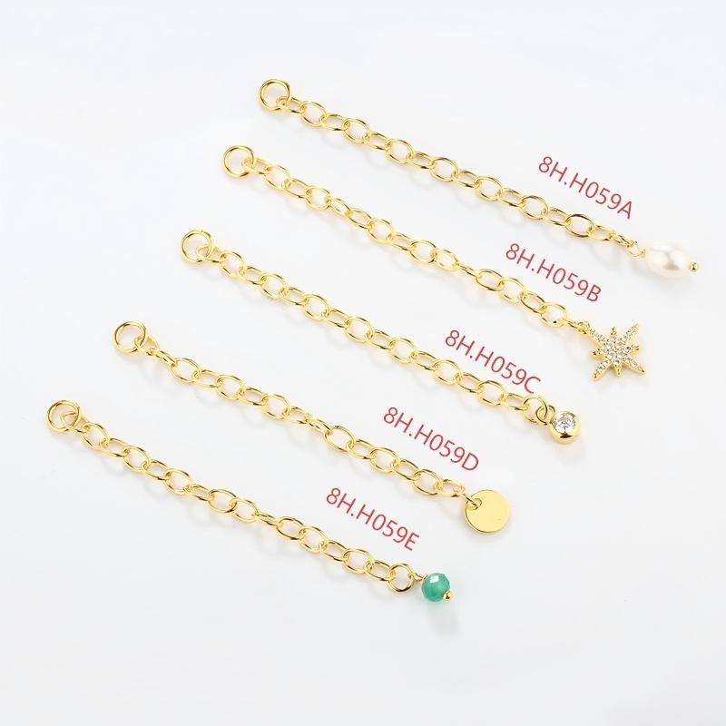 925 Sterling Silver 60c Cable Chain Extender With Charm Ending
