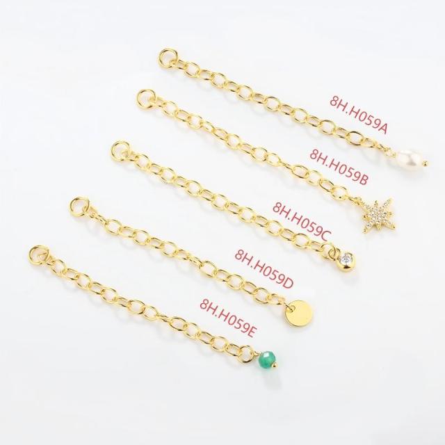 925 Sterling Silver 60c Cable Chain Extender With Charm Ending