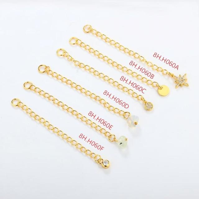 925 Sterling Silver Loose Curb Chain Extender With Charm Ending