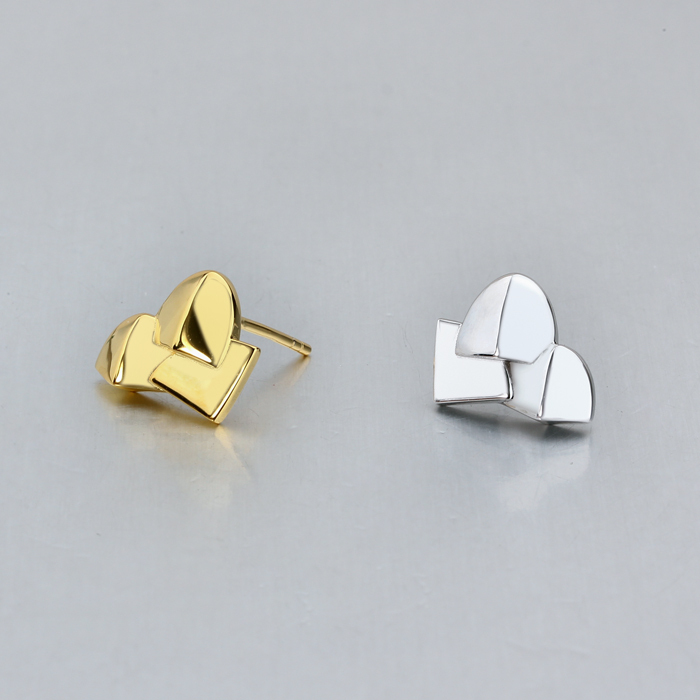 925 Sterling Silver 3D Effect Stud Earrings