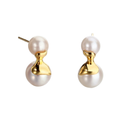 925 Sterling Silver Two Pearl Earrings