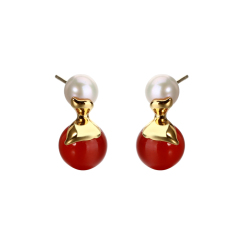 925 Sterling Silver Two Pearl Earrings