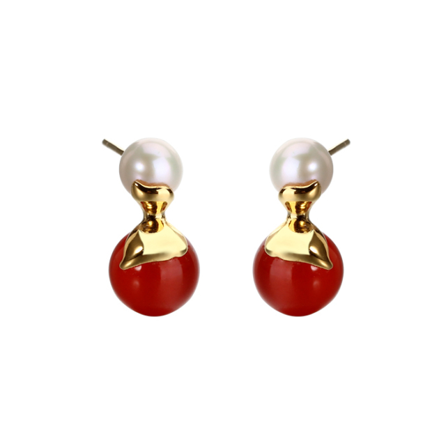 925 Sterling Silver Two Pearl Earrings