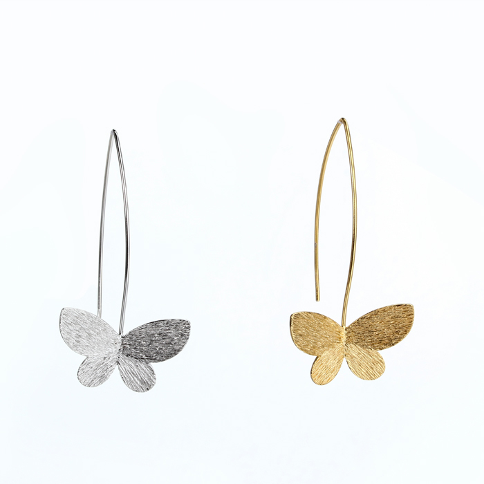 925 Sterling Silver Brushed Effect Butterfly Earring