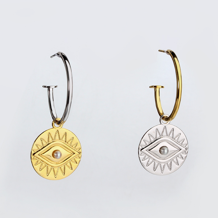 925 Sterling Silver Gold Plated Evil Eye Earings For Women