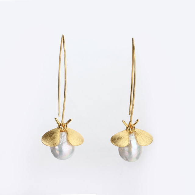 925 Sterling Silver Pearl Or Green Agate Dragonfly Hook Earrings For Women