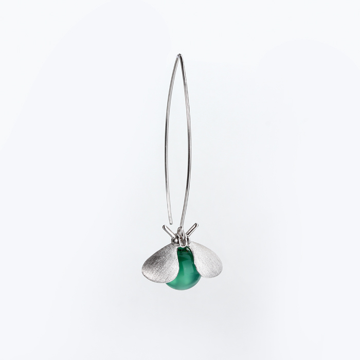925 Sterling Silver Pearl Or Green Agate Dragonfly Hook Earrings For Women