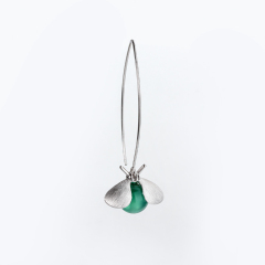 925 Sterling Silver Pearl Or Green Agate Dragonfly Hook Earrings For Women