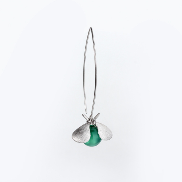 925 Sterling Silver Pearl Or Green Agate Dragonfly Hook Earrings For Women