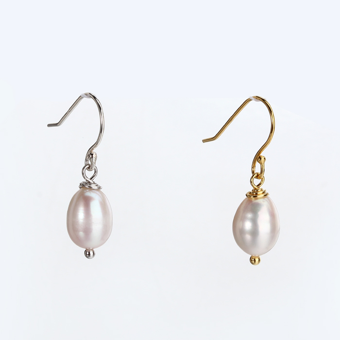 925 Sterling Silver Rice Shape Pearl Earring Hot Selling Jewelry