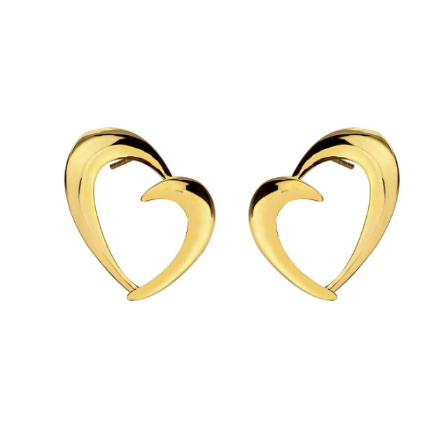 925 Sterling Silver Hollowed- Heart Stud Earrings For Women