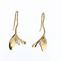 925 Sterling Silver Pearl Earring Hook With Leaf Shape