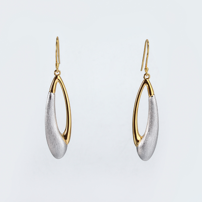 925 Sterling Silver Brushed And Polished Effect Earings Hook