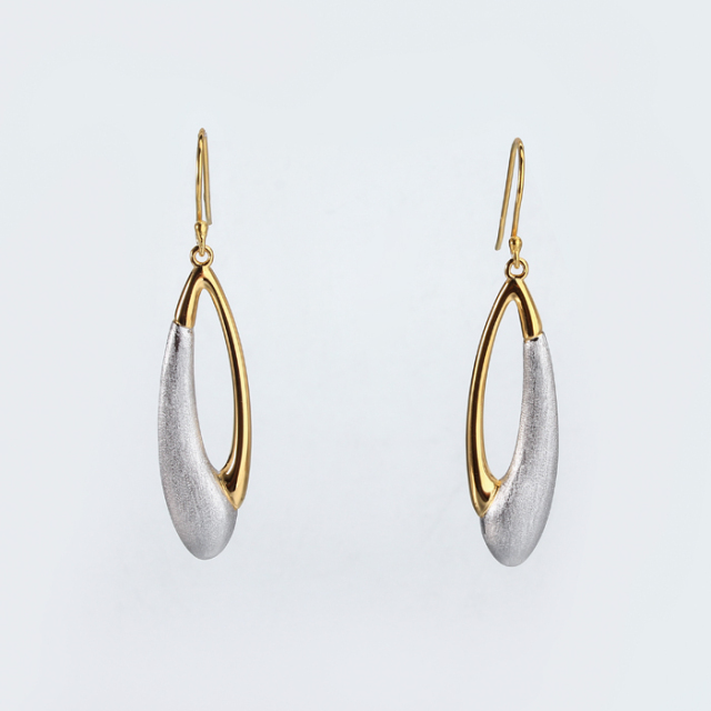 925 Sterling Silver Brushed And Polished Effect Earings Hook