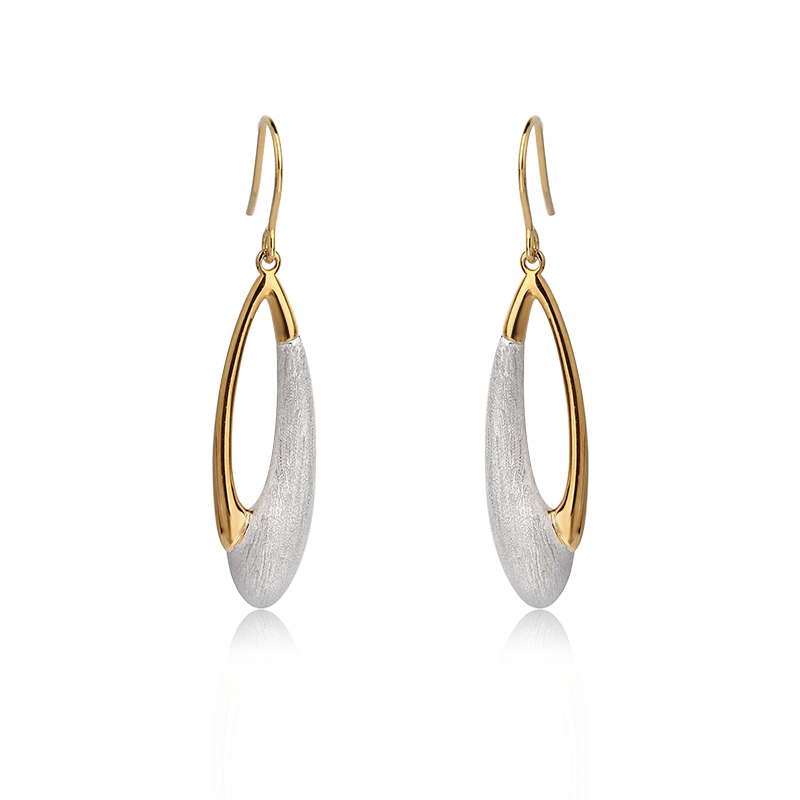 925 Sterling Silver Brushed And Polished Effect Earings Hook
