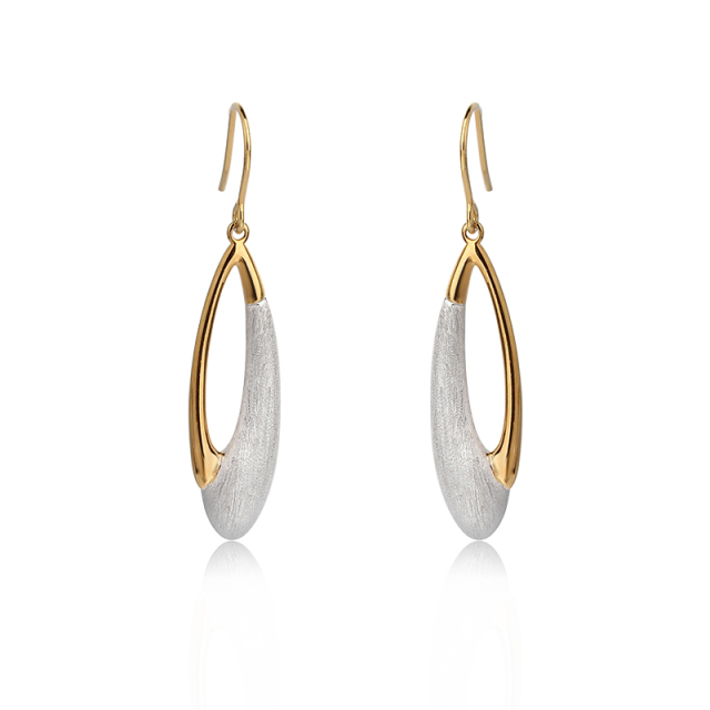 925 Sterling Silver Brushed And Polished Effect Earings Hook