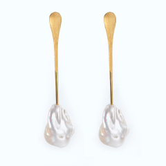 925 Sterling Silver Baroque Pearl Fashion Women Earring Jewelry