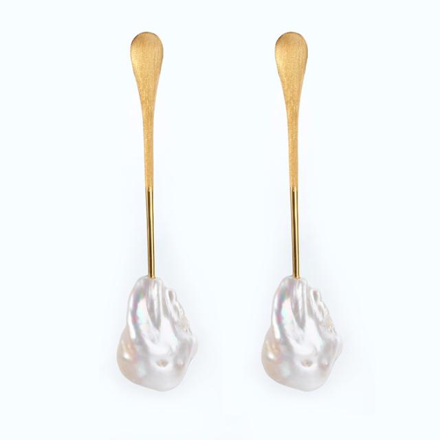 925 Sterling Silver Baroque Pearl Fashion Women Earring Jewelry