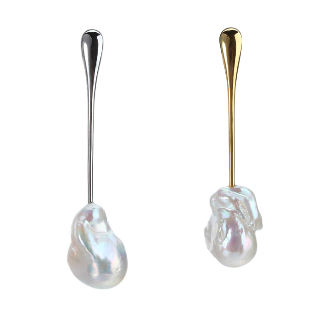 925 Sterling Silver Baroque Pearl Fashion Women Earring Jewelry