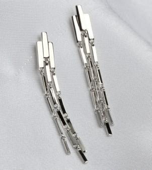 925 Sterling Silver Wind Chime Bamboo Tassel Earrings