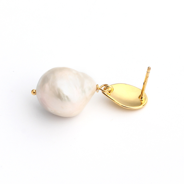 925 Sterling Silver Brushed Surface Baroque Pearl Earrings