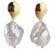 925 Sterling Silver Polished Surface Baroque Pearl Earrings