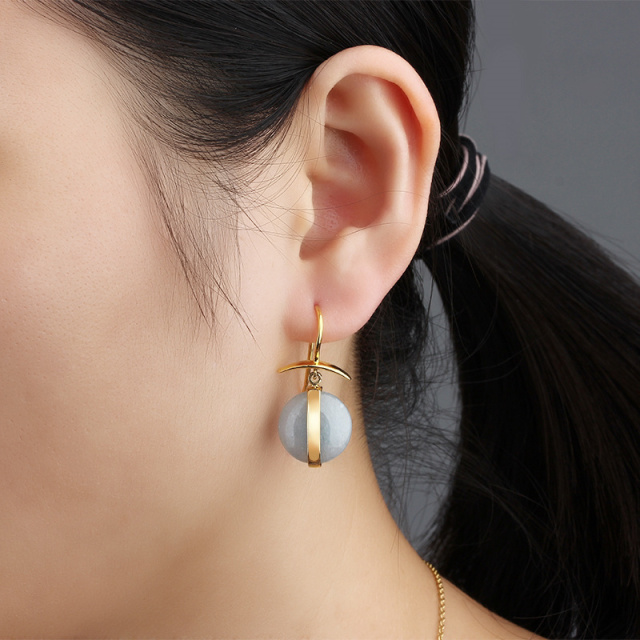 925 Sterling Silver Colorful Stone Earings For Women