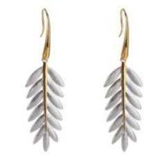 925 Sterling Silver Leaf Gold Plated Earings For Women