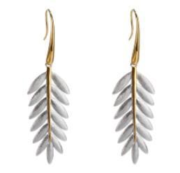 925 Sterling Silver Leaf Gold Plated Earings For Women