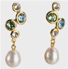 925 Silver Baroque Pearl Multi CZ Earrings