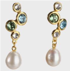 925 Silver Baroque Pearl Multi CZ Earrings