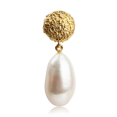 925 Sterling Silver Hammer Surface Pearl Women Earrings