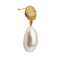 925 Sterling Silver Hammer Surface Pearl Women Earrings