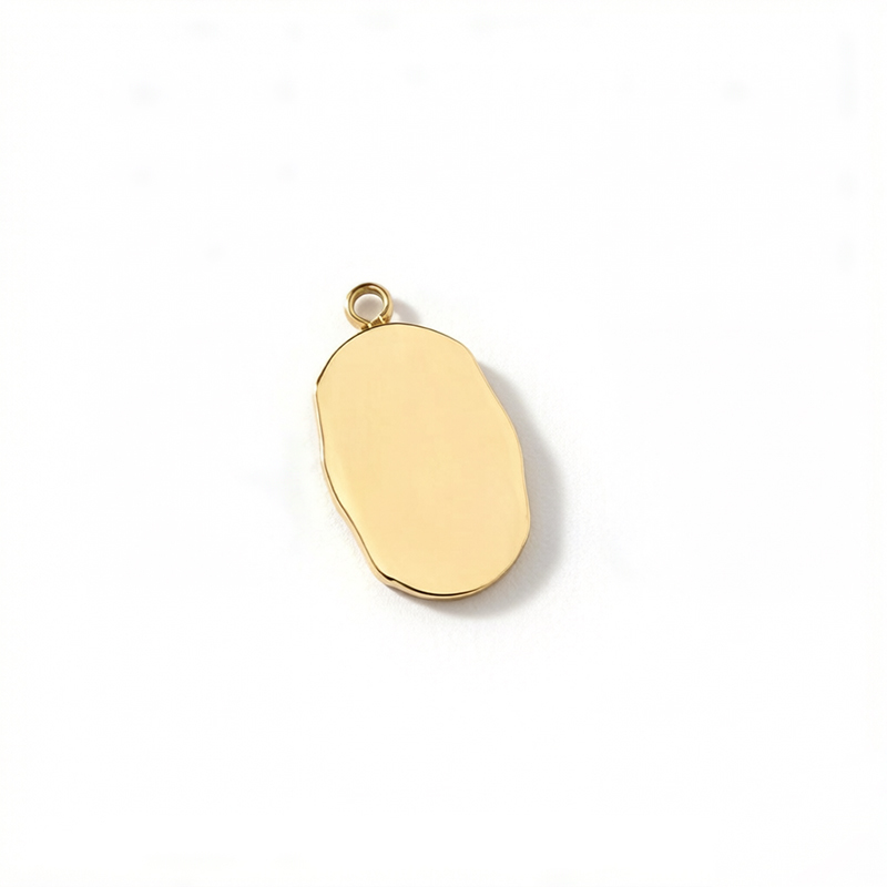 18K Gold PVD Plated Stainless Steel Oval Mother of Pearl Charm