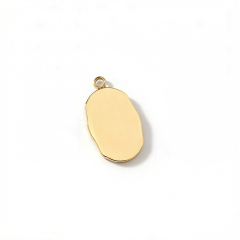 18K Gold PVD Plated Stainless Steel Oval Mother of Pearl Charm