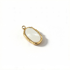18K Gold PVD Plated Stainless Steel Oval Mother of Pearl Charm