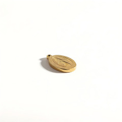 18K Gold PVD Plated Stainless Steel Virgin Mary Oval Pendant