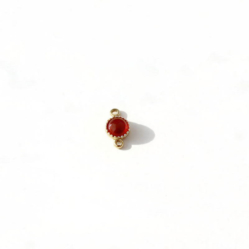 18K Gold PVD Plated Stainless Steel Red Agate Connector Charm