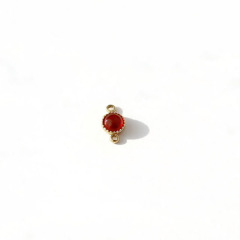 18K Gold PVD Plated Stainless Steel Red Agate Connector Charm