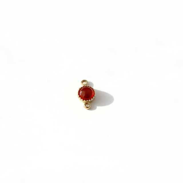 18K Gold PVD Plated Stainless Steel Red Agate Connector Charm