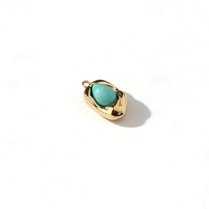 18K Gold PVD Plated Stainless Steel Abstract Turquoise Charm