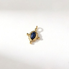18K Gold PVD Plated Stainless Steel Oval Lapis Lazuli Charm
