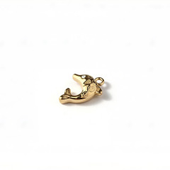 18K Gold PVD Plated Stainless Steel Dolphin Charm with CZ