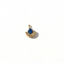 18K Gold PVD Plated Stainless Steel Lapis Lazuli Fan Charm