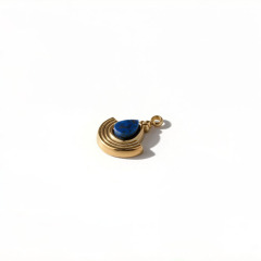 18K Gold PVD Plated Stainless Steel Lapis Lazuli Fan Charm