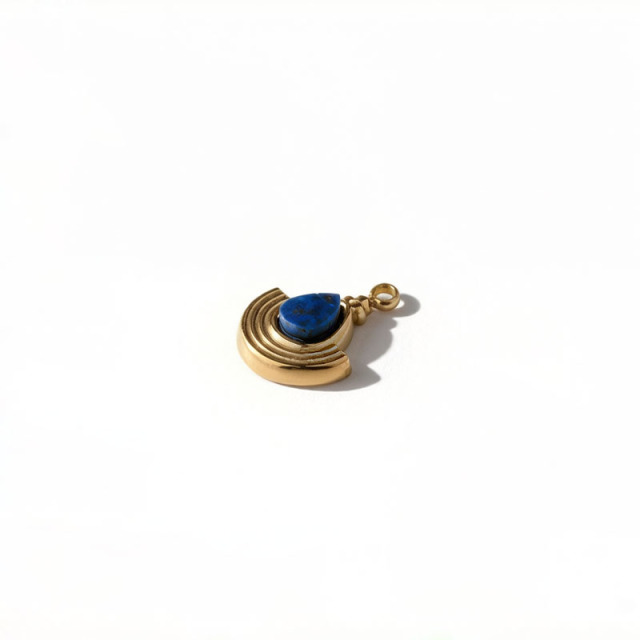 18K Gold PVD Plated Stainless Steel Lapis Lazuli Fan Charm