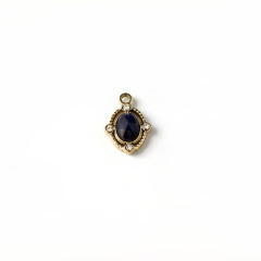 18K Gold PVD Plated Stainless Steel Vintage Sapphire Charm