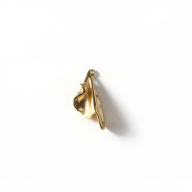 18K Gold PVD Plated Stainless Steel Abstract Fluid Charm